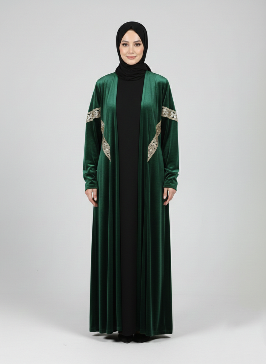 Velvet Cardigan with Golden Aplique