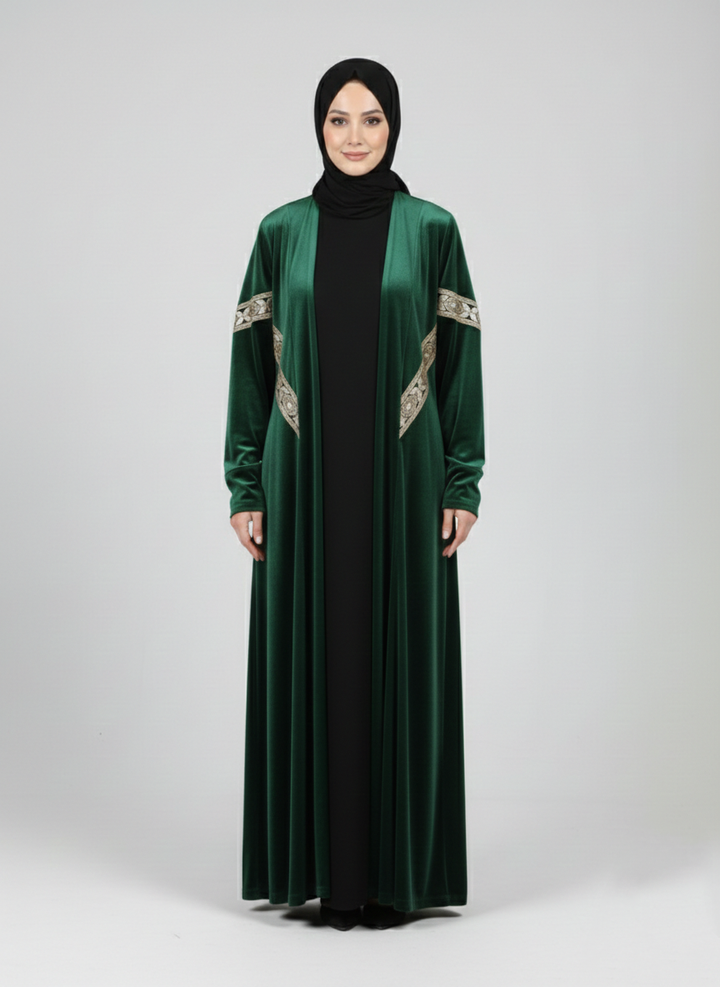 Velvet Cardigan with Golden Aplique