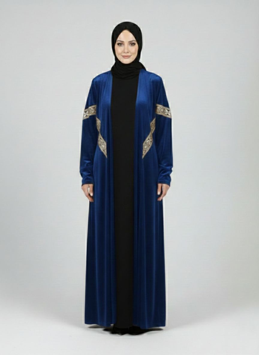 Velvet Cardigan with Golden Aplique
