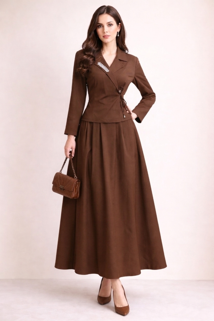 Skirt Set with crystal on the front