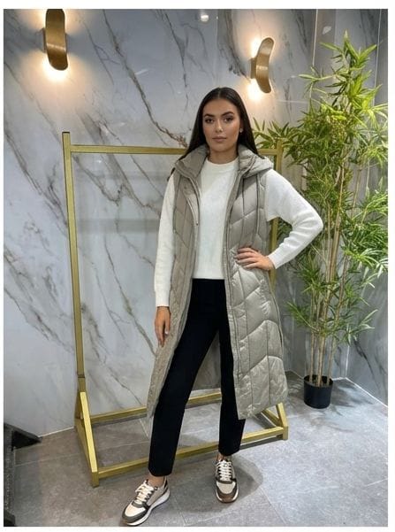 Long Light Mint Puffer  Vest