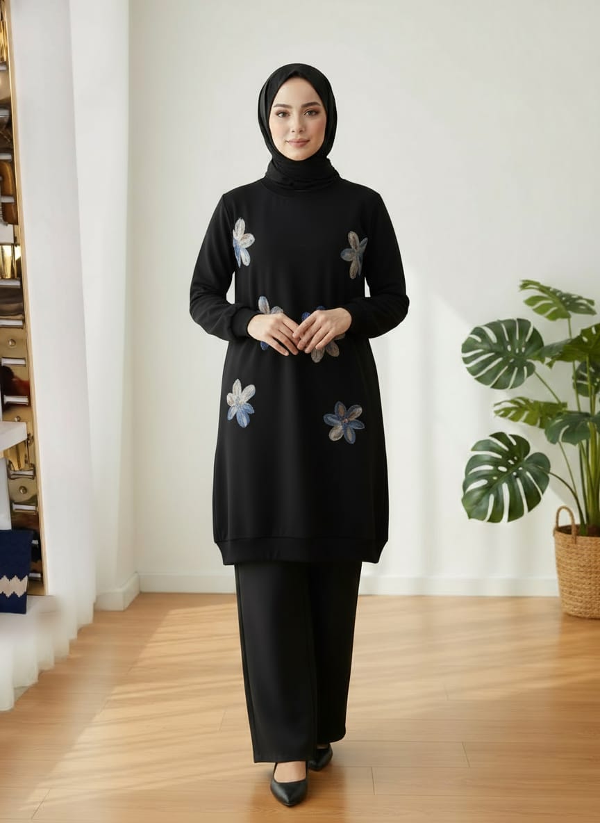 Long Flowery Thick Cotton Tunic