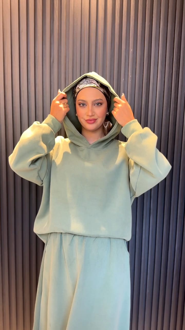 Hoody Thick Cotton Skirt Set