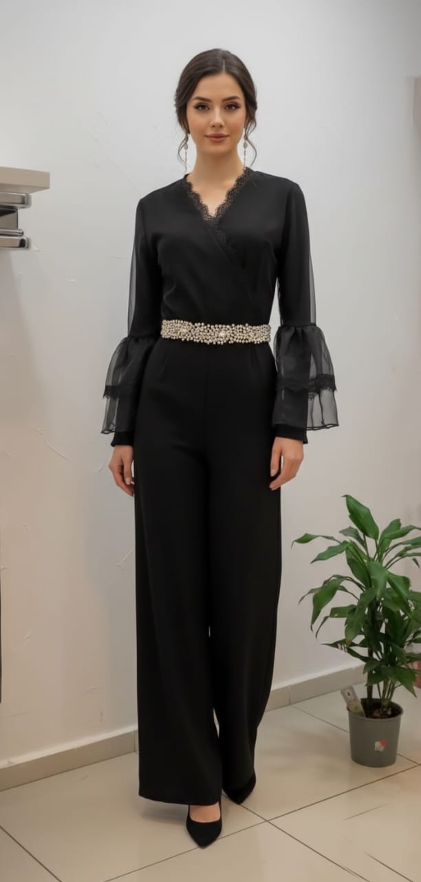 Black Evening  Ruffle Jumpsuit