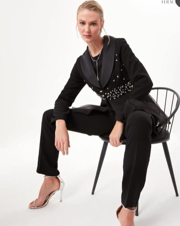 Black Evening Organza Suit