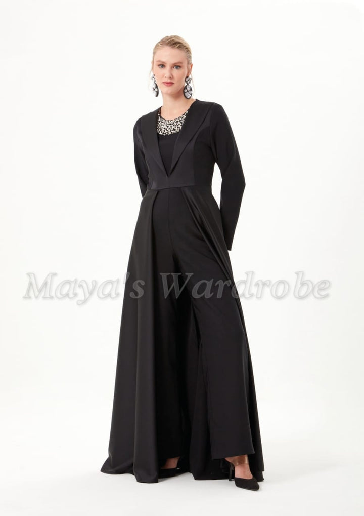 Black Evening Train Jumpsuit