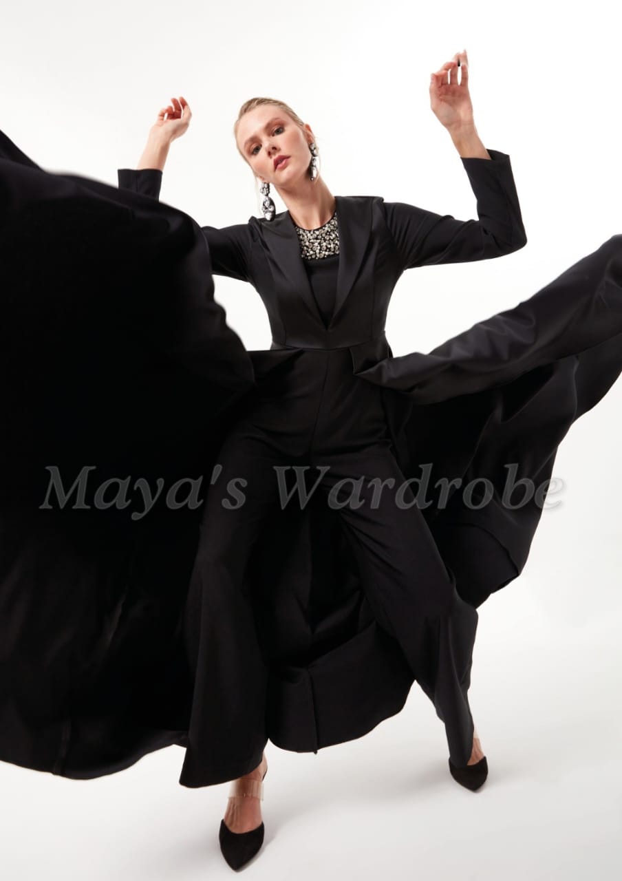 Black Evening Train Jumpsuit