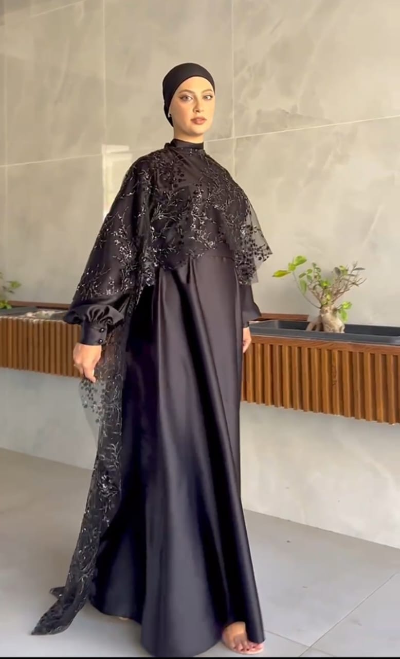 Evening Maxi Cape Dress