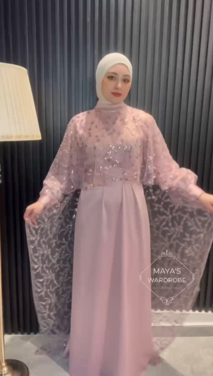 Evening Maxi Cape Dress