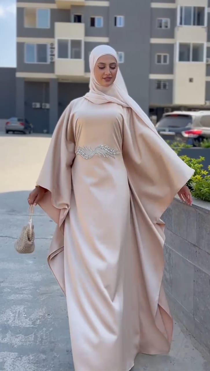 Black Givin Gems Evening Abaya Set