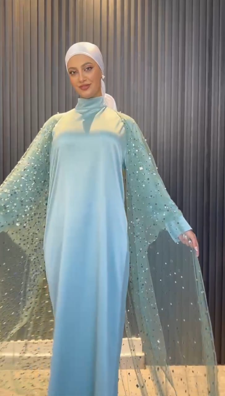 Mint  Givin Gems Evening Abaya Set