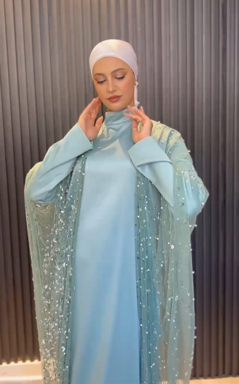 Mint  Givin Gems Evening Abaya Set