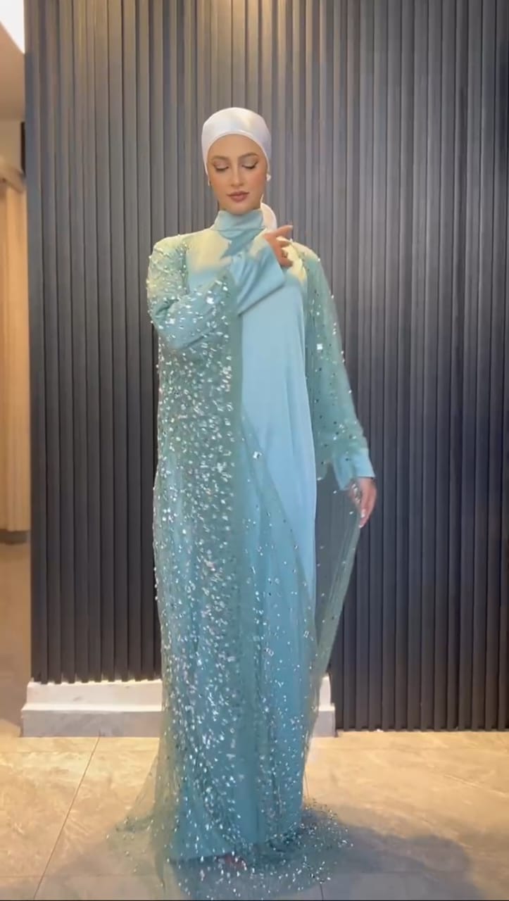 Mint  Givin Gems Evening Abaya Set