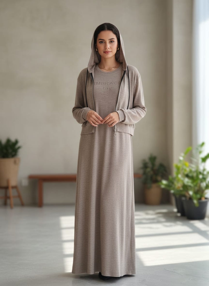 Cappuccino Triko Dress Set
