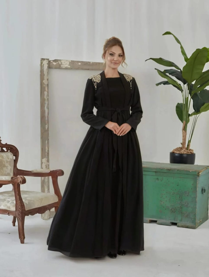 Black Aplique Abaya Set