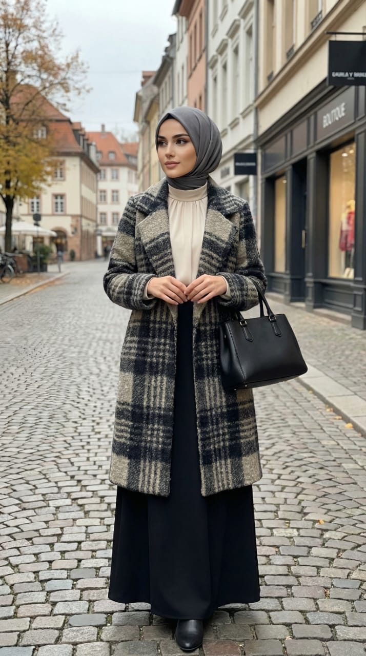 Black and Beige Sqaure Coat
