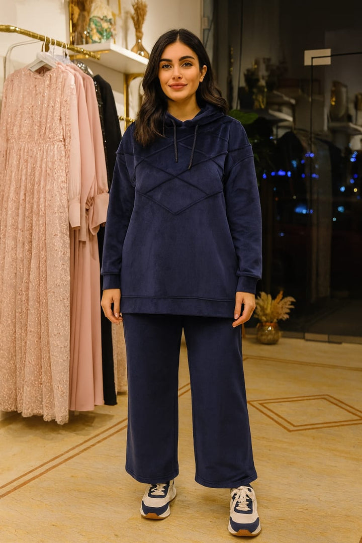 Navy Velvet tracksuit