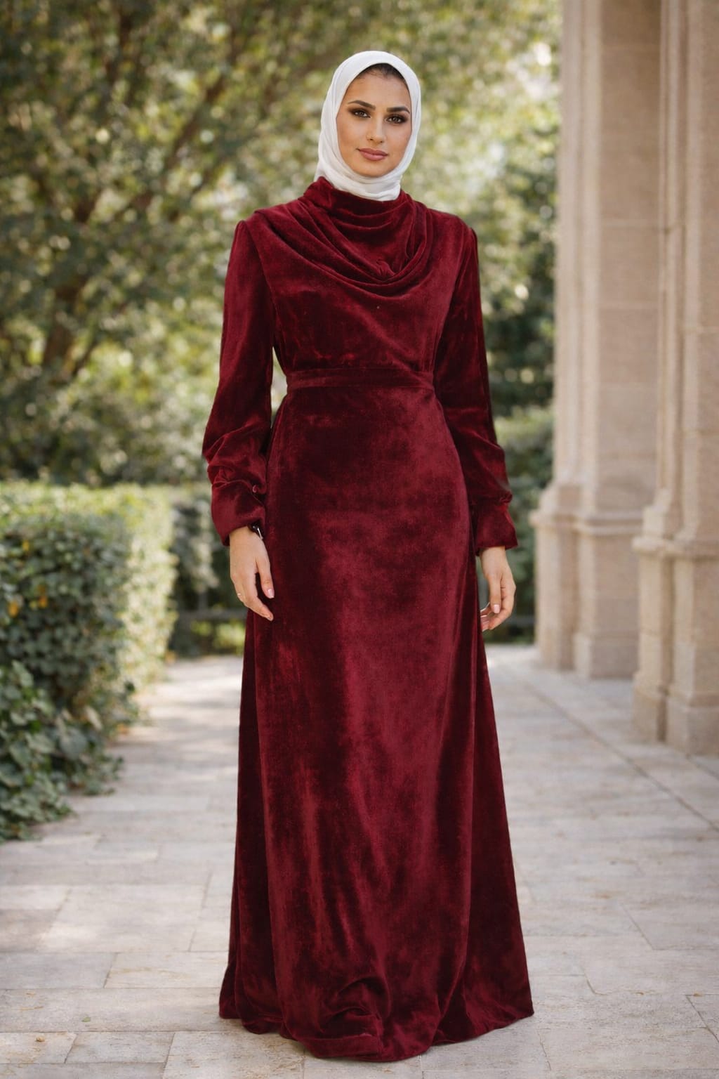 Velvet Dress with scarf