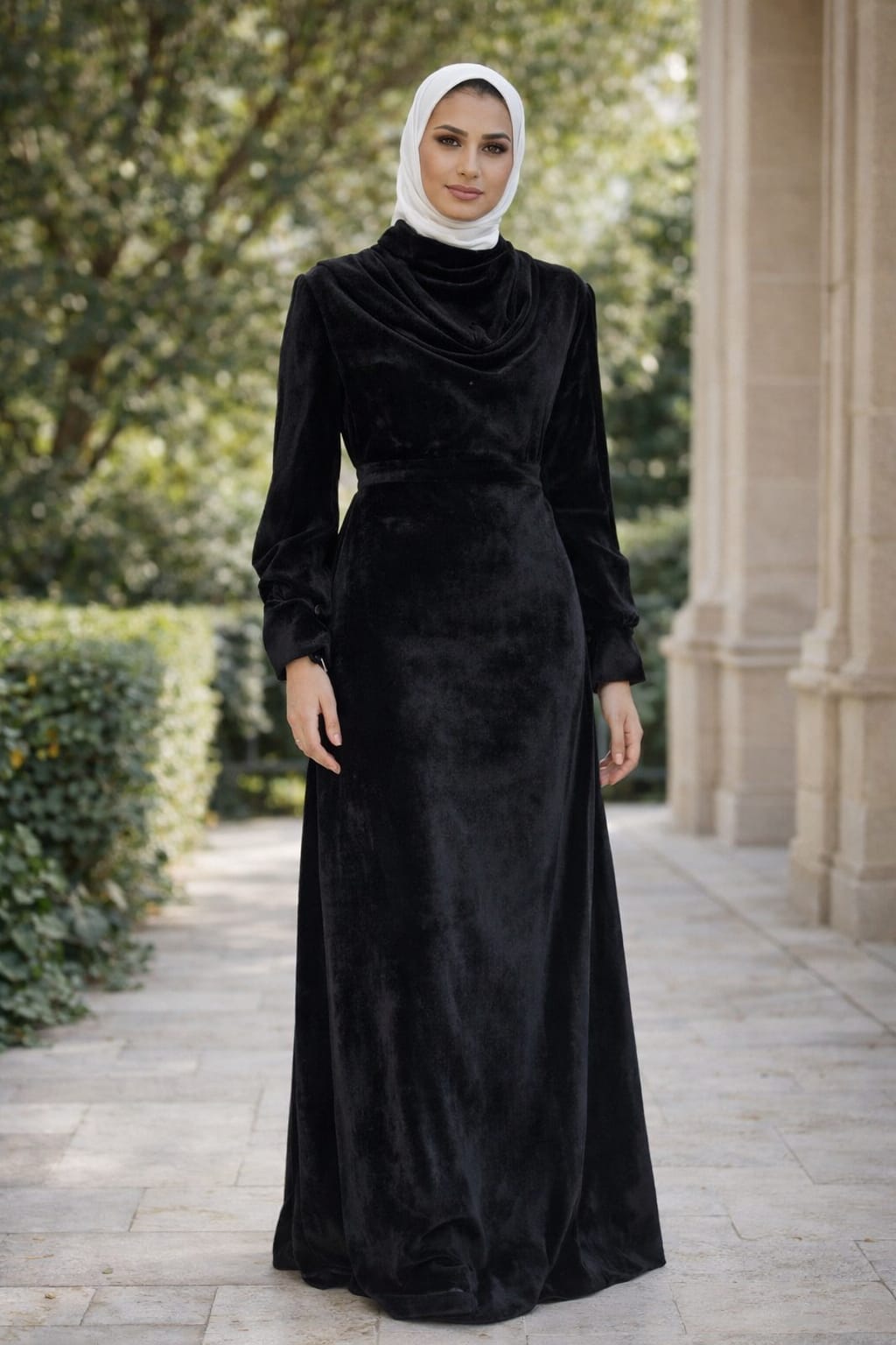 Velvet Dress with scarf