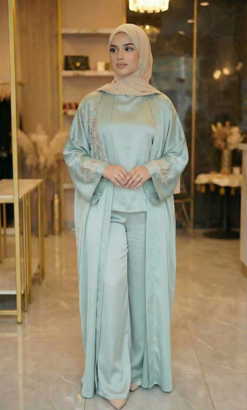 Mint Givin Abaya Set/ Pants
