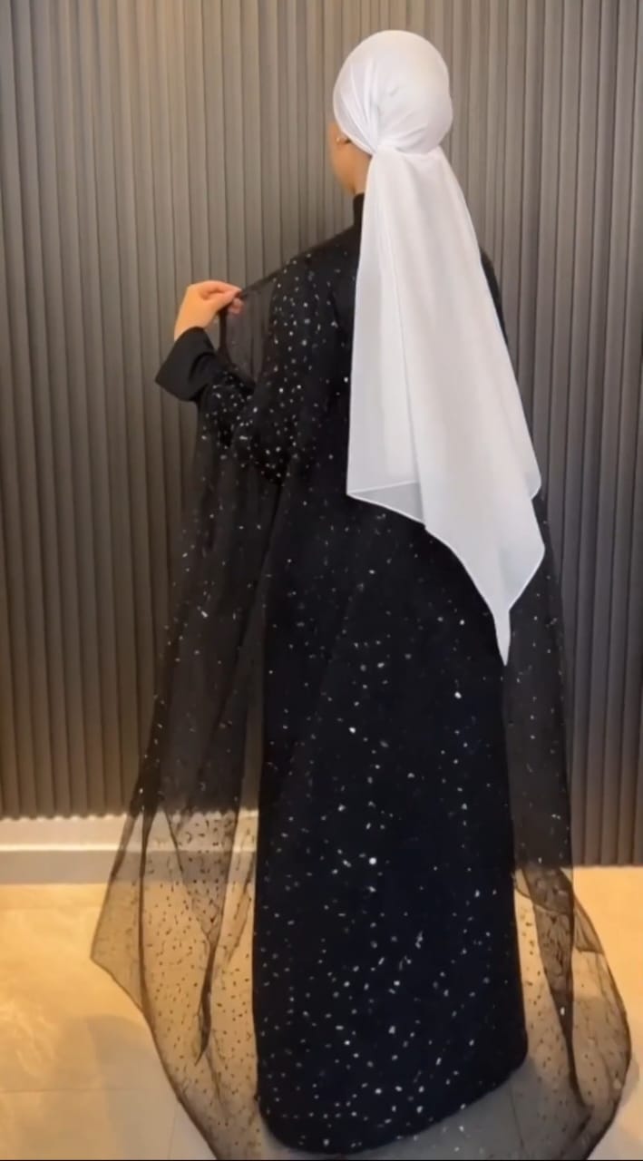 Black Givin Gems Evening Abaya Set