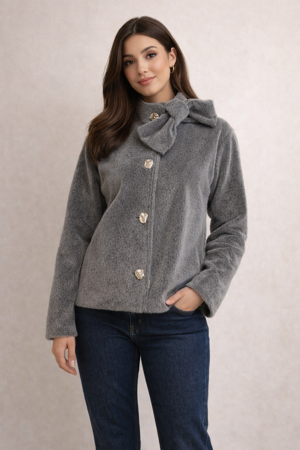 Grey fur jacket
