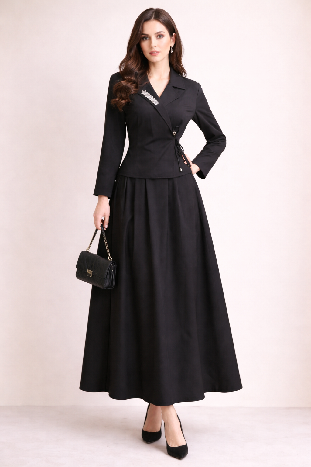 Skirt Set with crystal on the front