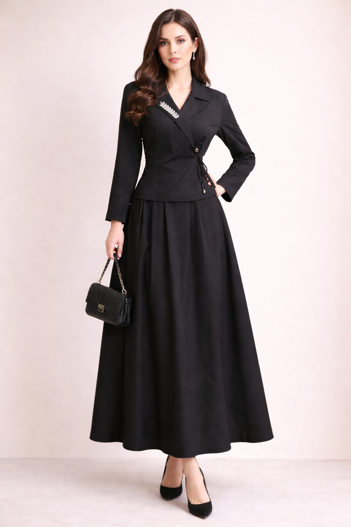 Skirt Set with crystal on the front