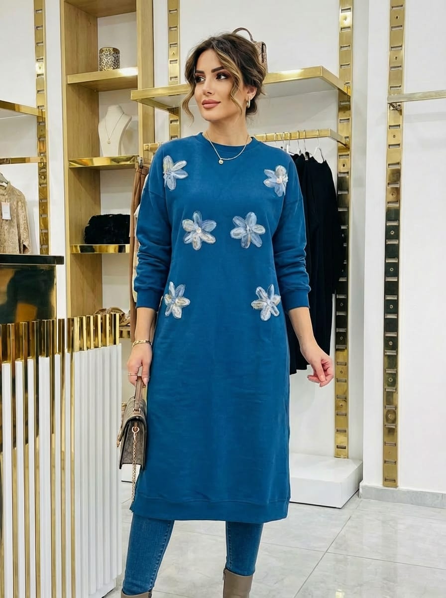 Long Flowery Thick Cotton Tunic