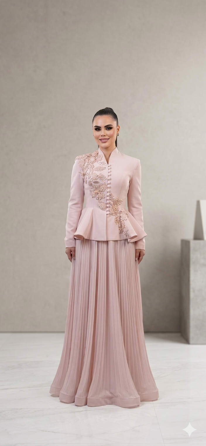 Elegant Embroidery Flowery Skirt Set