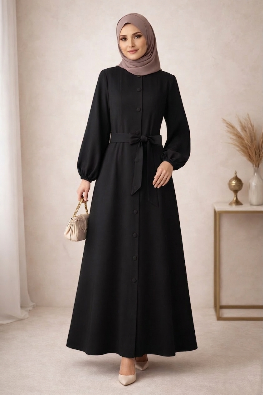 Plain Abaya with Buttons