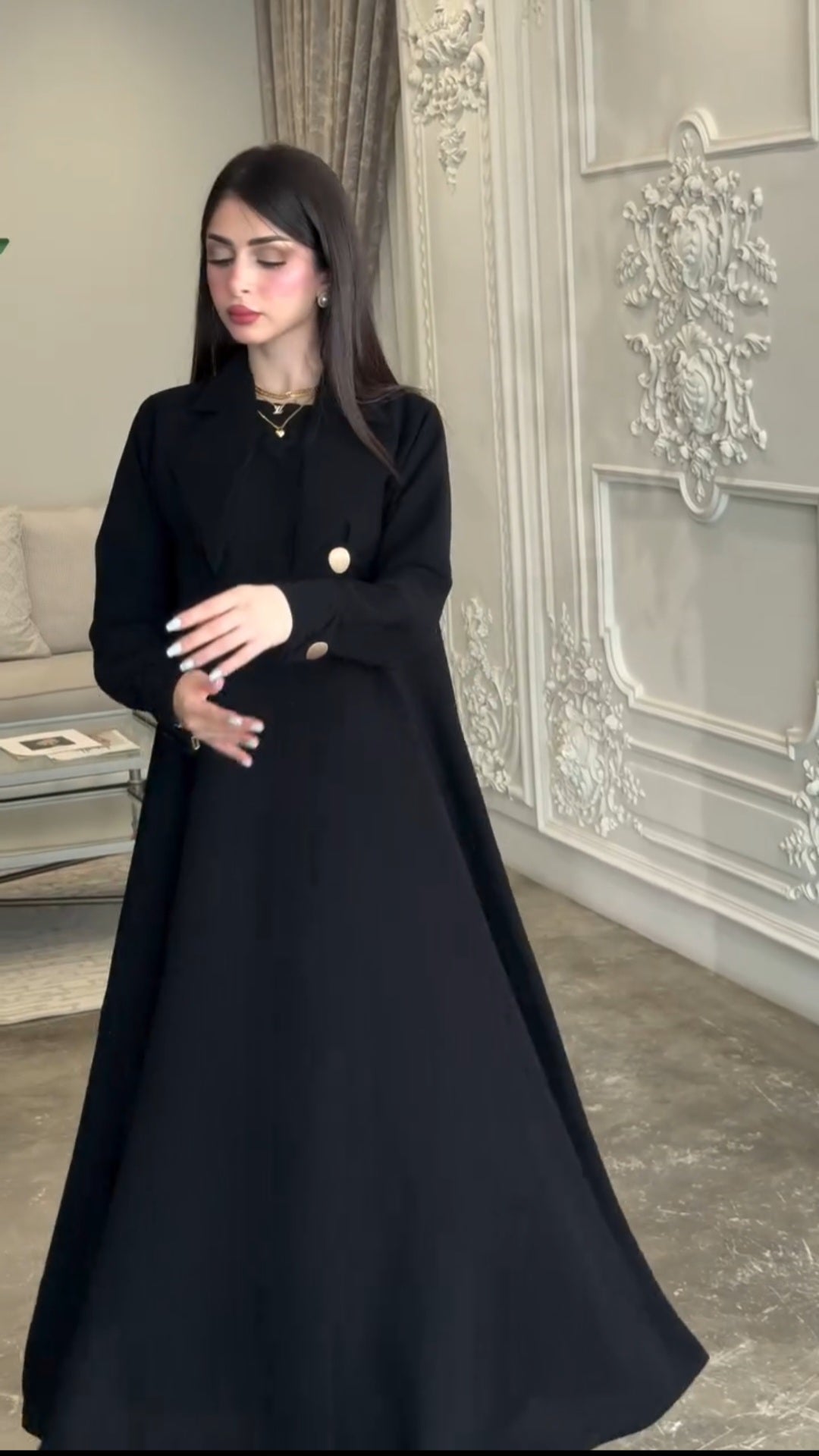 Scuba Abaya Cape with Golden Buttons