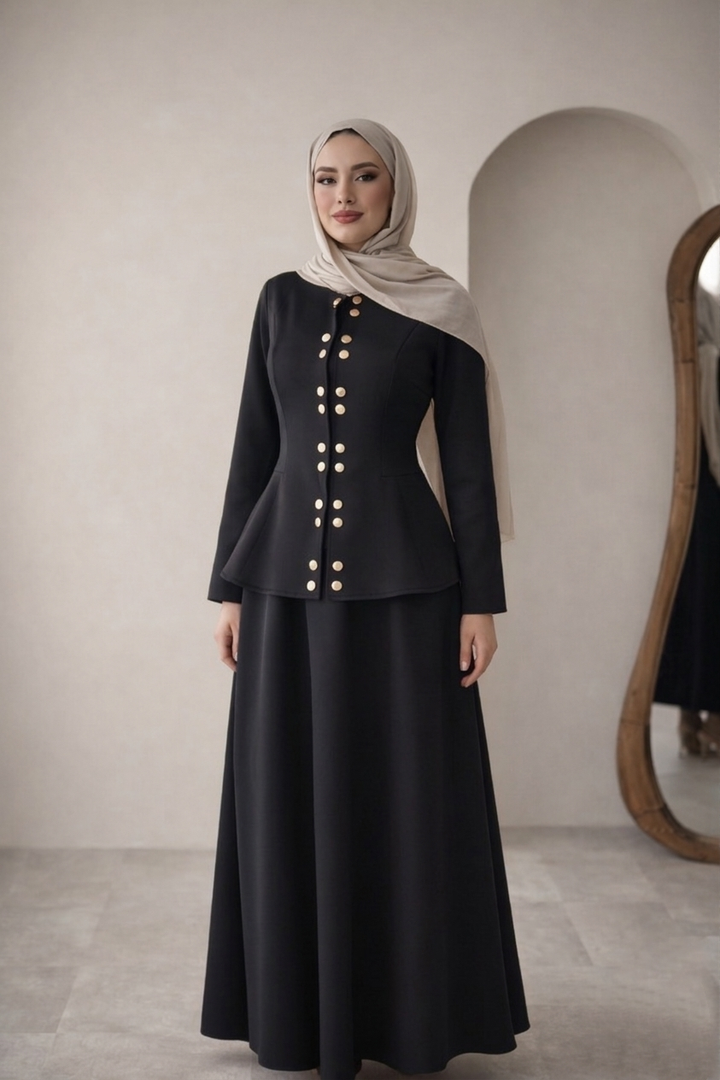 Double Buttoned Skirt Set