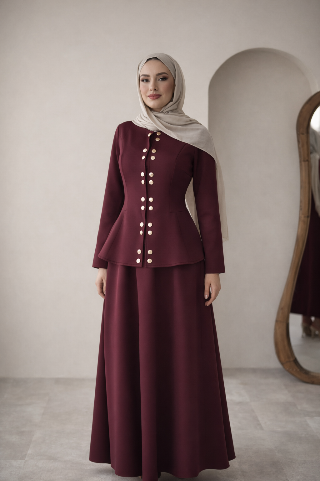 Double Buttoned Skirt Set